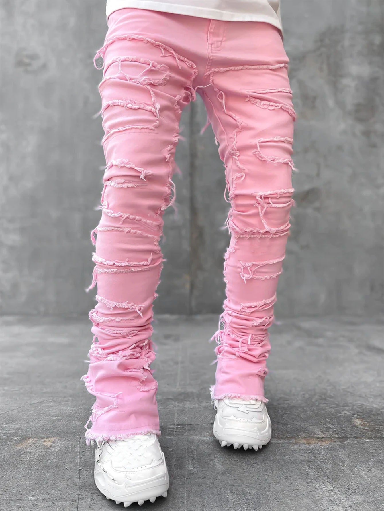 Men's denim straight leg pants.