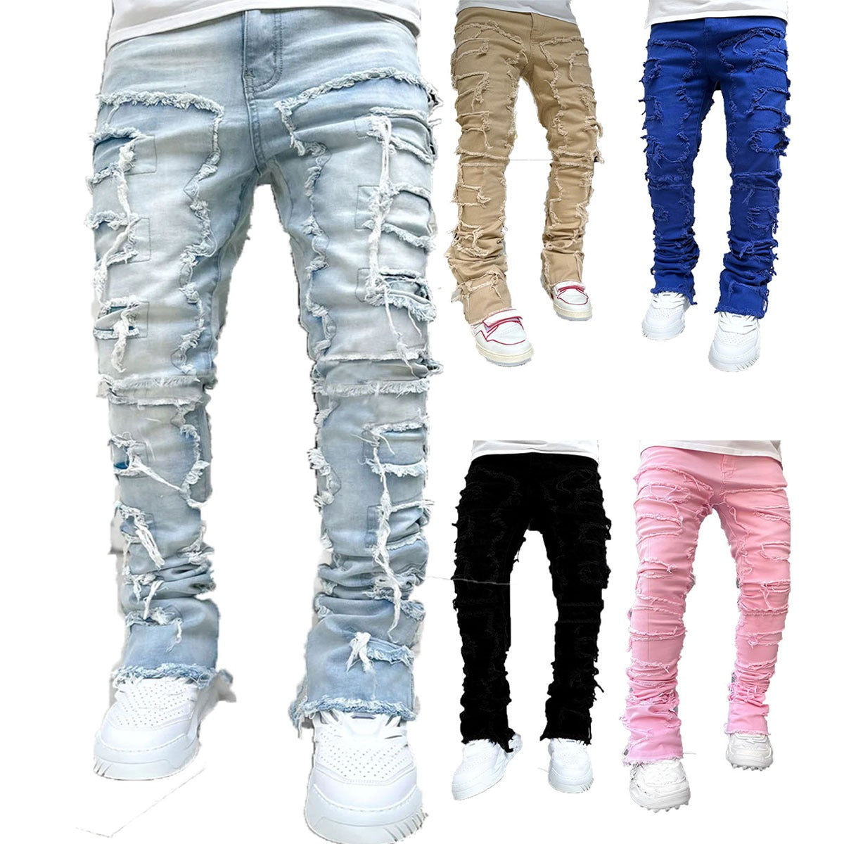 Men's denim straight leg pants.