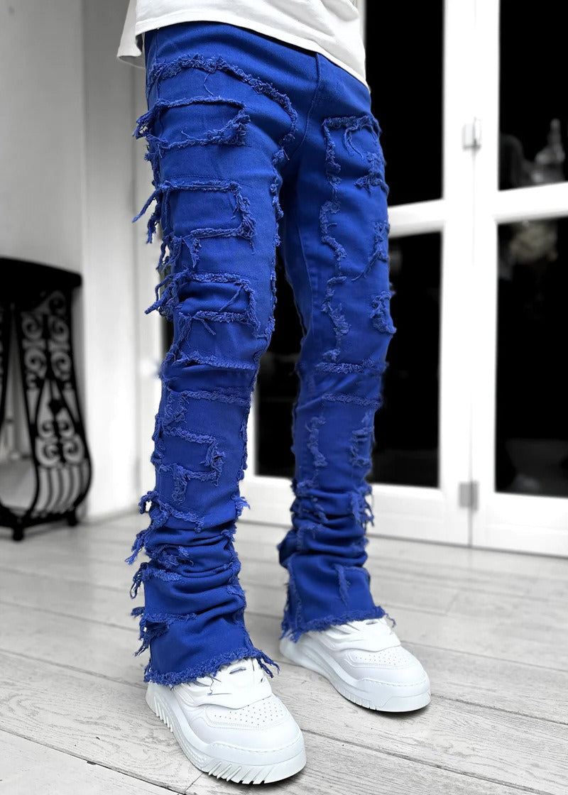 Men's denim straight leg pants.