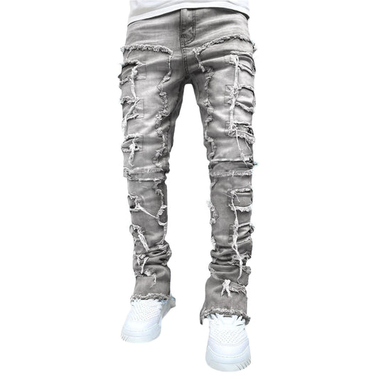 Men's denim straight leg pants.