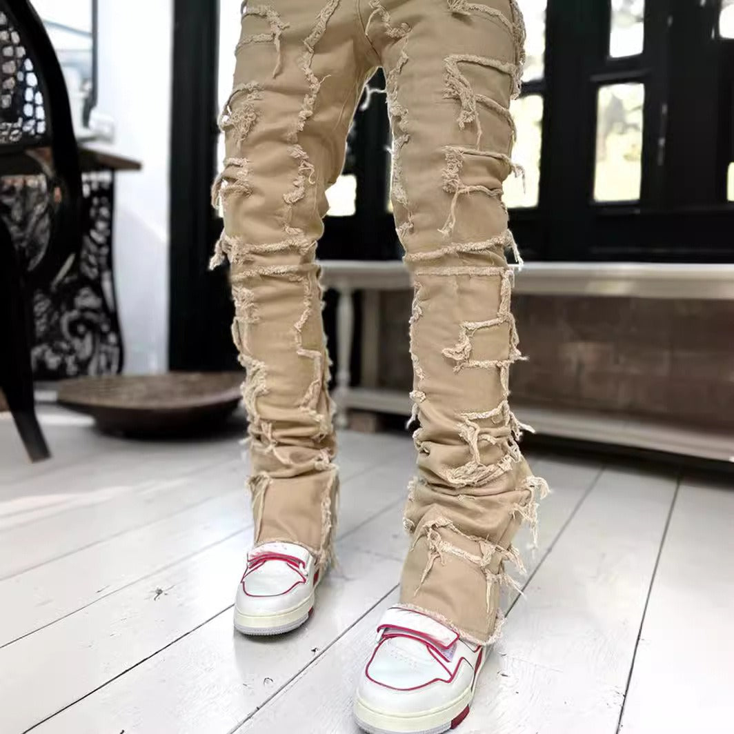 Men's denim straight leg pants.